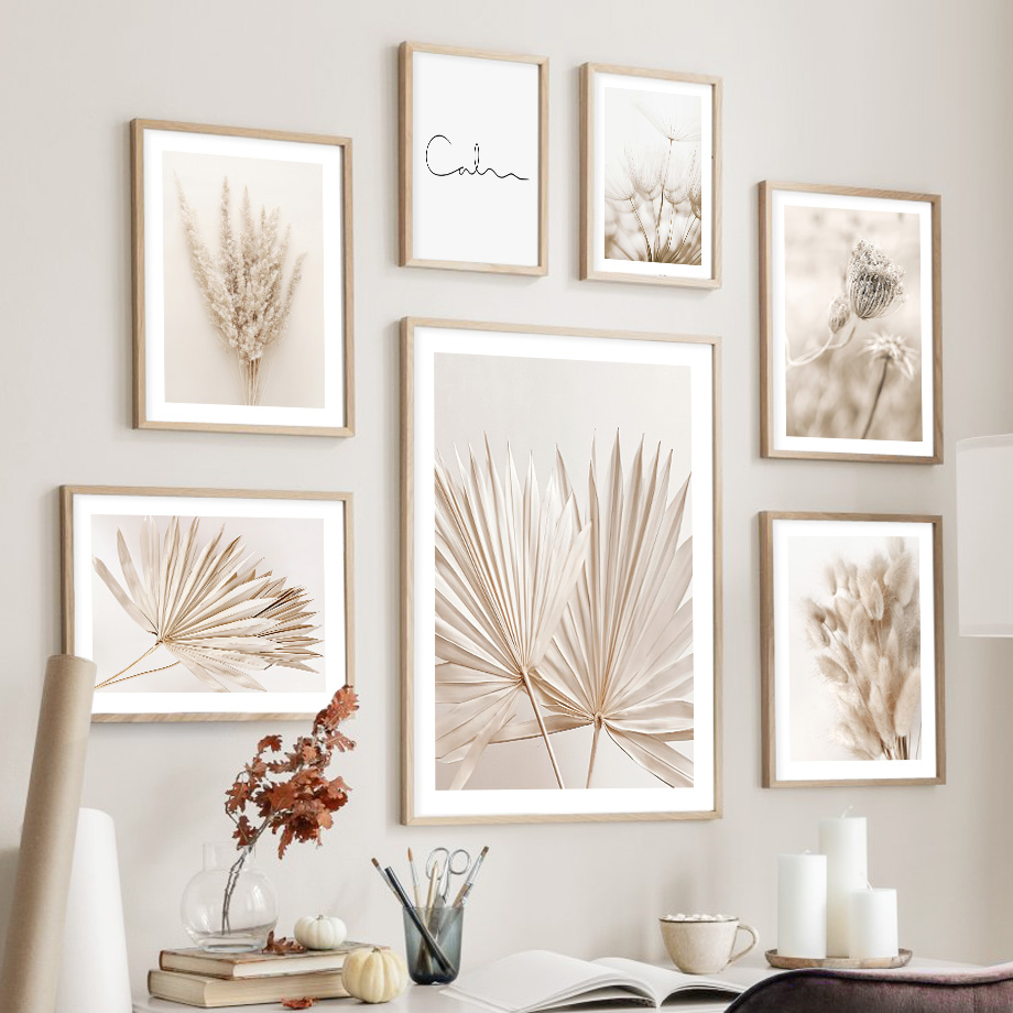 Palm Leaf Dried - Arte de Parede Boho em Beje