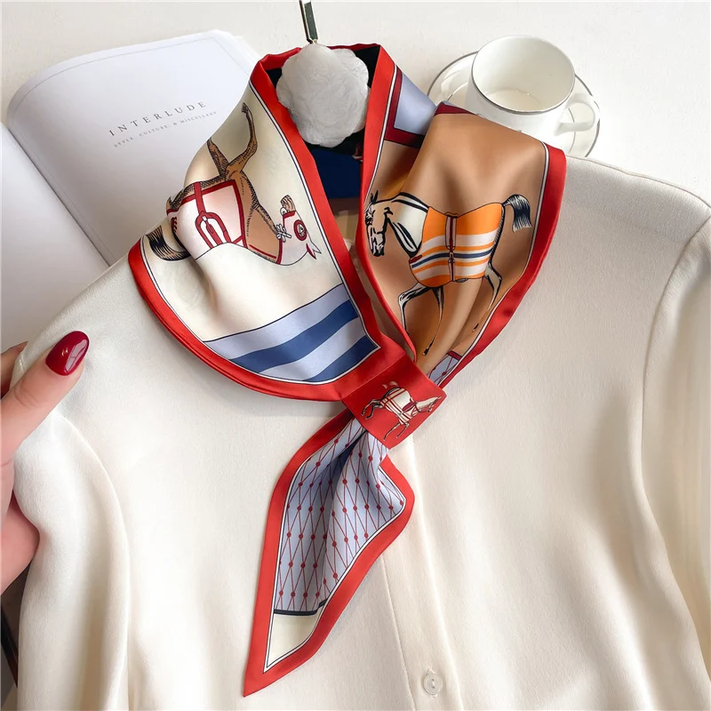 Ribbon Wired Satin - Marca de luxo lenço magro cachecol